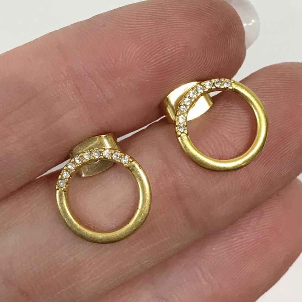925 Sterling Silver Round Open Circle Cubic Zirconia Mini Dainty Stud Earrings